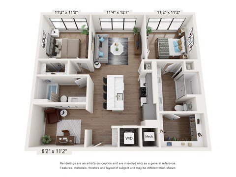 a 1 bedroom floorplan is shown in this image